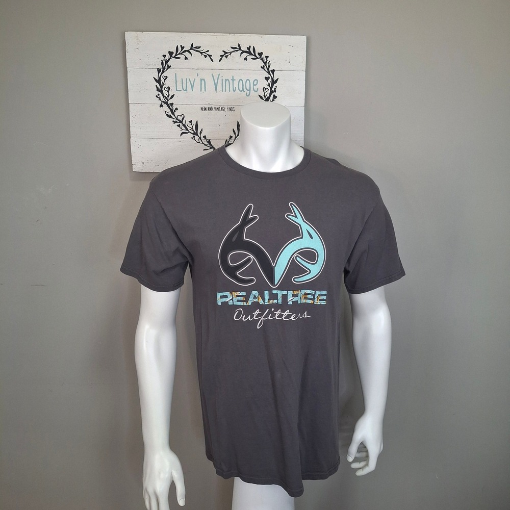 Realtree Outfitters‎ T Shirt Mens Gray 30th Anniversary Logo Graphic Tee Size L